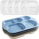 Shopwithgreen Divided Plates for Kids Adults, 12 Inch (4PCS) Plastic Unbreakable Section Plates, Large Lightweight Reusable Compartment Lunch Trays, BPA Free Dishwasher & Microwave Safe, Coastal 