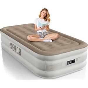 Sebor Air Mattress Twin with Built-in Pump 18", Comfortable Self-Inflating Air Mattress with High-Speed Pump, Durable Blow Up Mattress Twin with Storage Bag for Guests, Camping, Travel
