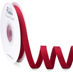 Ribbli Vintage Red Velvet Ribbon Double Faced 3/8 Inch 10-Yard Spool Red Ribbon Use for Christmas Tree Ornaments Gift Wrapping Wreath Decoration Wedding Boutonnieres