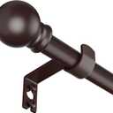 Curtain Rods for Window 32 and 48, Brown 5/8 inch Splicing Single Window Curtain Rod Set with Brackets