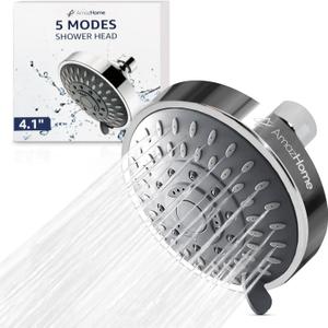 Luxury High Pressure Shower Head 5 Power Modes, Water Saving Showerhead with 360 Adjustable Brass Ball Joint for smooth Shower Experience, Wide Angle and Easy Installation