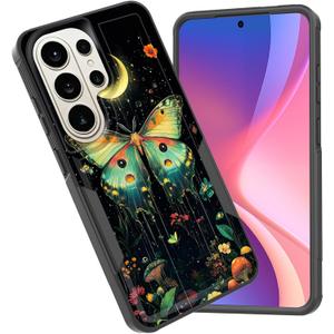 for Galaxy S26 Ultra Case,Dual Layer Heavy Duty Hybrid Shockproof Hard PC Soft Silicone TPU Bumper Protective Case for Samsung Galaxy S26 Ultra 6.9 inch 2026,Butterfly Moon