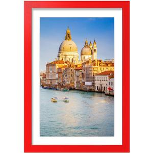wyooxoo 13x19 Picture Frame Made of Solid Wood Red Photo Frames Display Pictures 11x17 with Mat or 13x19 Without Mat Colorful Frame For Horizontal Vertical Wall Mounting