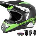 Youth Motocross Helmet Dirt Bike Helmet,ATV Motorcycle Helmet,Outdoor Dirt Bike Helmets,DOT Approved,Off-Road Helmets with Gloves Goggles Face Shield 4-Piece Set