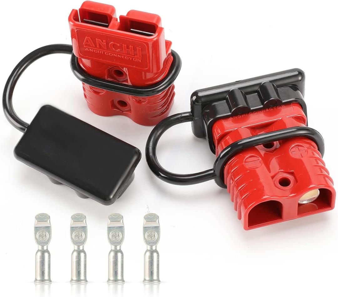 BUNKER INDUST 175A 1/0AWG Battery Quick Connect Wire Harness Plug Kit Battery Cable Quick Connect Disconnect Plug for Winch Auto Car Trailer Driver Electrical Devices,2 Pcs,Red