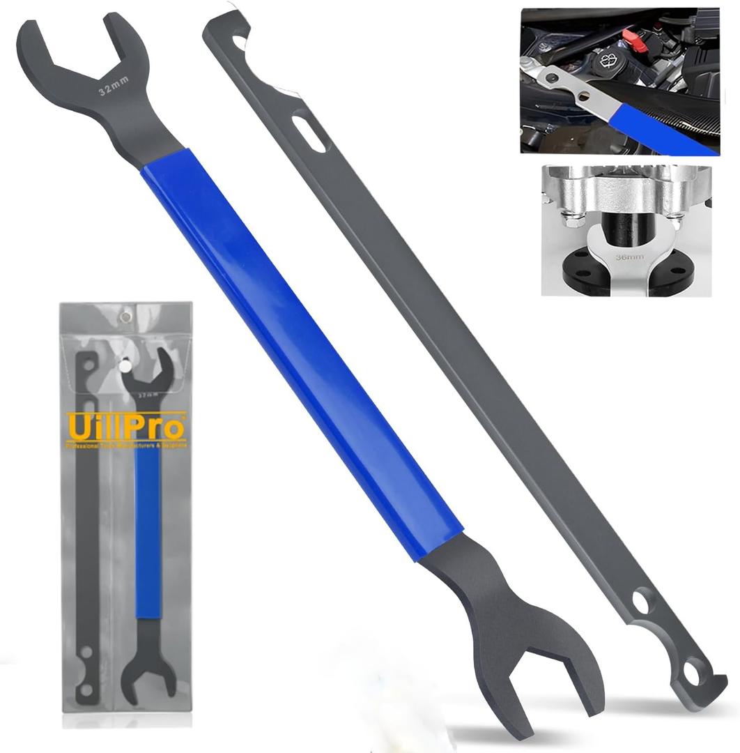 Fan Clutch Removal Tool kit,32mm Wrench & 36mm Clutch Fan Tool Wrench,Water Pump Pulley Holder Removal Tool for BMW, Ford, GM, Dodge,Chevrolet,Jeep Fan Clutch Removal Tool,Water Pump Holder (Blue)