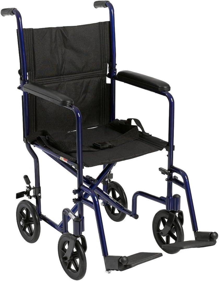 Drive Medical ATC19-BL Transport Wheelchair, Swing-Away Footrest, Blue