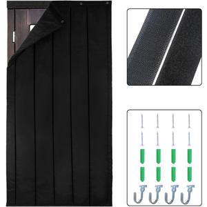 TroyStudio Thick Door Soundproofing Blanket, 37.5 x 86.6 x 0.8 inches Heavy Window Sound Barrier Sheet, Bedroom Acoustic Dampening Curtain Divider, Wall Noise Blocker for Music Home Recording Studio M (M, 1Hook-Loop, Black)