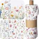 36 Pack Reusable Cleaning Cloths Washable Cotton Kitchen Dish Towels for Home Christmas Party Supplies Bulk, 9.84x11.81in (Wildflowers)