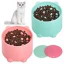TranRantic 2 Pcs Raised Slow Feeder Cat Bowl, Plastic Elevated Cat Slow Feeder Bowl with AntiSkid Mat, Raised Slow Cat Feeder for Dry and Wet Food (Green＆Pink)