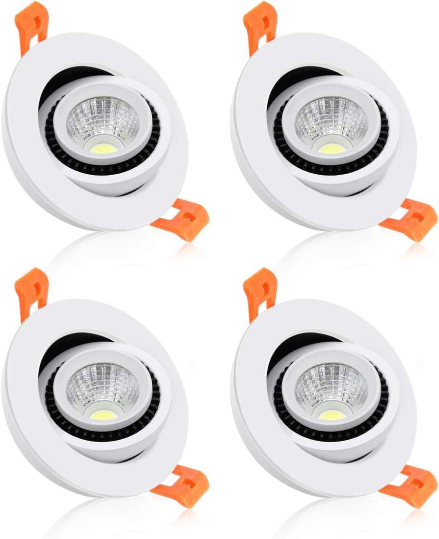 2 Inch Eyeball Gimbal LED Recessed Lighting Dimmable Downlight, 3W (35W Halogen Equivalent) Adjustable Spotlight, 4000K Natural White, CRI80, Ceiling Light with LED Driver (4 Pack)