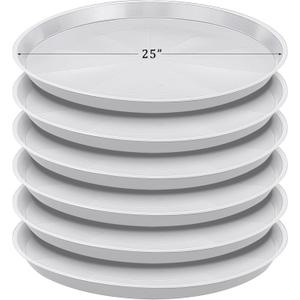 Eccliy 6 Pack Plastic Plant Saucer Heavy Duty Planter Saucers Large Plant Pot Saucers Plastic Water Trays for Indoors and Outdoors Flower Plant Plant Drip (White,25 Inch)