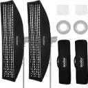 Godox 2PCS FW30x120cm/12 x47 Bowens Mount Strip Honeycomb Grid Softbox,Detachable Strip Soft Box with Bowens Mount Speedring,Curved Grid Softbox for Studio Strobe Flash Portrait Product Photography