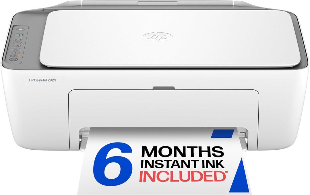 HP DeskJet 2923 Wireless All-in-One Color Inkjet Printer, Scanner, Copier, 6 Month Trial of Instant Ink Included, AI-Capable (B18JWA)