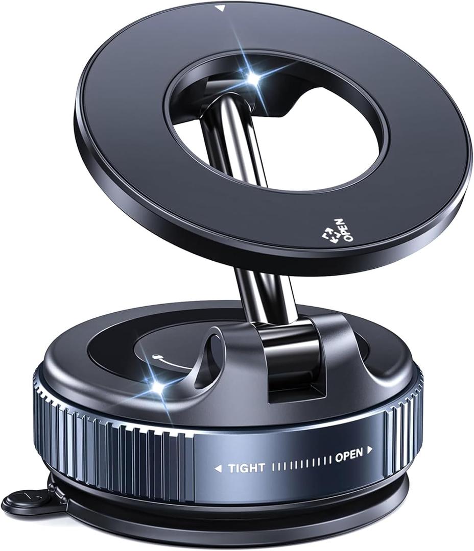 Vacuum Magnetic Suction Cup Phone Mount for Magsafe, 360 Adjustable Nano Gel Vacuum Magnetic Phone Holder, Pocket Size Foldable Cell Phone Holders for Your Car, for All Car Models