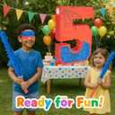 Number 5 Birthday Pinata for Kids, Spider Theme Pinata 16 Inch with Stick, Blindfold & Confetti, Superhero Party Decorations for Boys and Girls (5th)