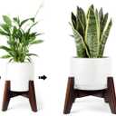 Seanmi Plant Stands for Indoor Plants, Bamboo Plant Stand, Mid Century Plant Holder, Adjustable Width, Fits 8 9 10 11 12 inches Pots - Dark Brown (Planter Stand Only)