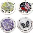 FOME Handbag Hanger - Set of 3 Foldable Purse Hooks, Mixed Color, Butterfly Shape, 1.77x3.54in