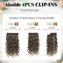 Aisaide Clip in Hair Extensions, 4PCS 16 inch Curly Hair Extensions Short Curly Lace Weft Extension Clip Ins Invisible Natural Hairpieces for Women,Ombre Chocolate Brown