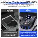 Car USB Hub Docking Station for Toyota Sienna 2021 2022 2023 2024 2025 2026 Type-C Fast Charger Auto Interior Centre Console Accessories Cigarette Lighter Decoration Phone Wireless Charging Adapter