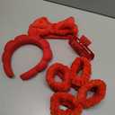 7 Pcs Spa Set, Facial Headband and Wristband Set, Skincare Accessories, College Style Girl Idea Gifts, Hair Accessories for Women and GirlsRed