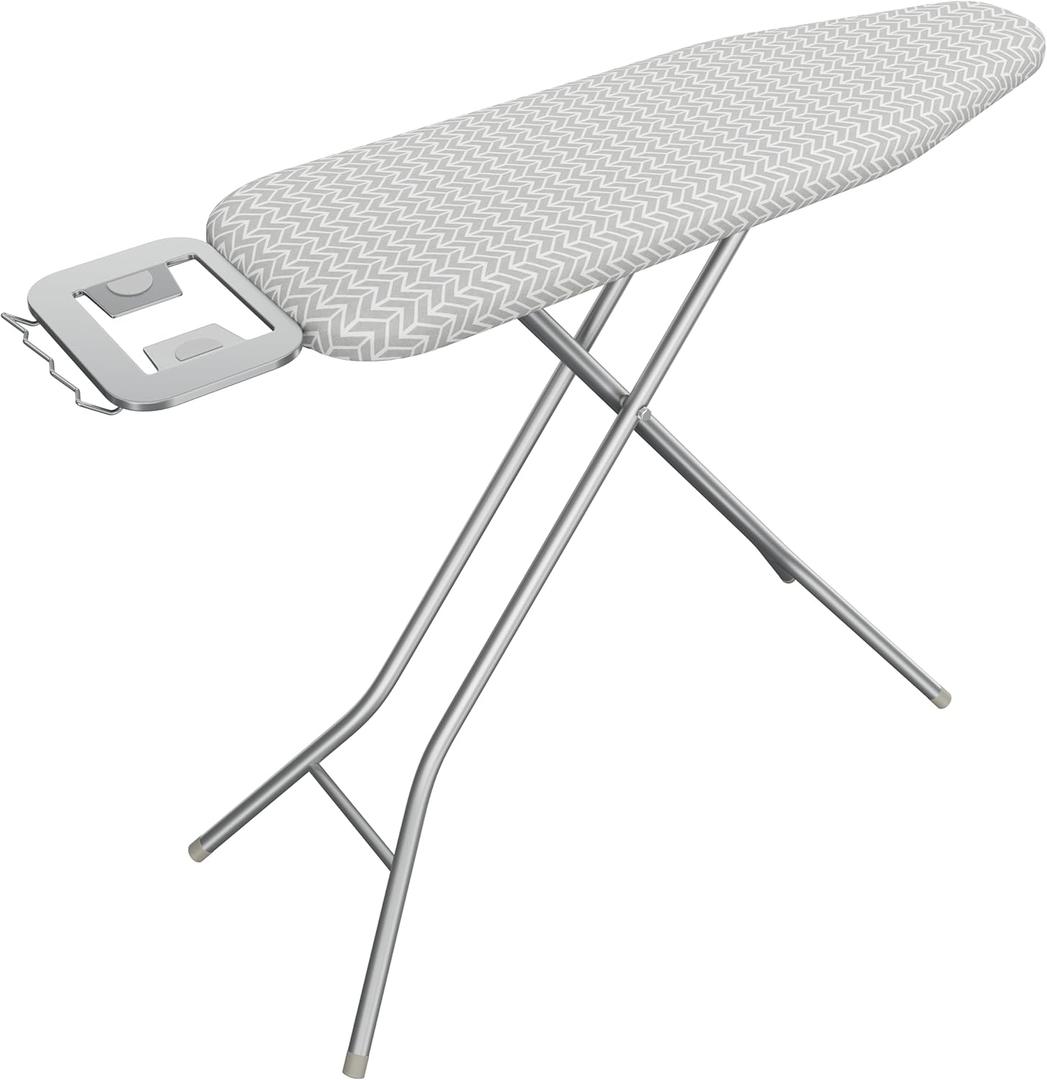 Yaheetech Foldable Ironing Board, Heavy Duty Iron Board with 9 Adjustable Heights, 4 Layer Cover and Safety Iron Rest, 52X14 Compact and Space Saver Iron Board for Home Laundry Room Use, Gray&White (52"L x 14"W, Gray&white)
