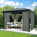 Outdoor Curtains for Patio Waterproof - 6 Panels Privacy Weatherproof Outside Curtains with Grommets for Pergola, Gazebo, Porch, Cabana, Balcony, 54 x 84 Inch, Grey