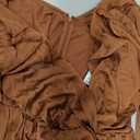 Celmia Autumn Solid Loose Long Maxi Dress Cotton Caftan (3XL, Puff Orange)