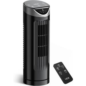 Tower Fan for Bedroom, 26 dB Quiet Bladeless Fan with Remote, LED Display, 9 Speeds, 1-8H Timer, Personal Desk Fan 90 Oscillating Fans for Indoors, 13 Inch Portable Table Fan for Room, Home, Office (TF002022)
