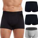 Mens Absorbent Incontinence Underwear Washable Adult Leak Protection Bladder Control Briefs Cotton 3 Pack (Black, Black, Gray, L)