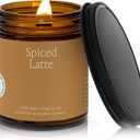 Fontana Candle Co Wood Wick Beeswax Jar Candle, Spiced Latte Made Safe with Coconut Oil & Pure Essential Oils 35+ Hrs Clean Burn, Long Lasting and Non-Toxic Candles for Home & Room Decor