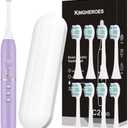 kingheroes Electric Toothbrush Set, Comes with 8 Brush Heads & Travel Case, 4 Modes with 2 Minutes Built in Smart Timer, One Charge for 60 Days, 42000 VPM Motor (Purple)