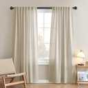H.VERSAILTEX Boho Curtains - 2 Panel Faux Linen Light Filtering Back Tab Curtains - 84 Inches Long Luxury Linen for Bedroom & Living Room, 52W X 84L, Natural