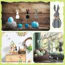 3 Pcs Easter Bunny Table Decorations Farmhouse Wooden Bunny Tabletop Centerpieces Black and White Rabbit Tall Standing Sign Block Rustic Easter Decorations for Table Home Indoor Desk Shlef