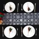 2 x Snowkingdom 2 Pcs Christmas Snowflake Silver Table Runner, 108 Inch Sparkly Silver Glitter Metallic Foil Runners Decorations for Seasonal Winter Festival Holiday Home Party