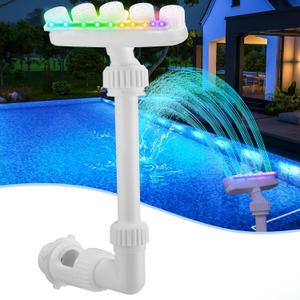 2025 Solar Pool Fountain for Above and Inground LED 360 Adjustable Fountain for Swimming Pool Sprayer Waterfall Sprinkler with 7 Color LED Light Fun Waterfall Sprayer for Above Inground