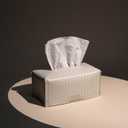 OLETHA Aesthetic Rectangle Tissue Box Cover, High Flat Box Tissues Holder Rectangular, Woven Textured, Grey
