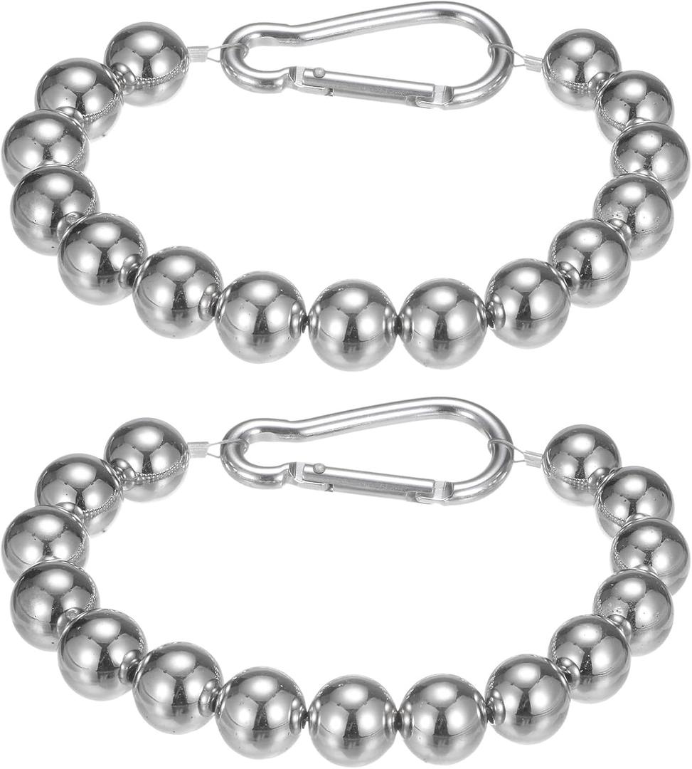 M METERXITY 2 Pack Flagpole Retainer Ring -15 Beads 0.71" Flag Pole Beaded Retainer Ring,Keep Flag Close to Pole with Stainless Steel Cable,Apply to Indoor Outdoor Flagpole(Silver)