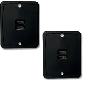 2 Pack RV Dual-Port USB Charging Outlet 5V Black Trailer Camper Motorhome