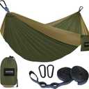 Kootek Camping Hammock 500 lbs Capacity, Portable Hammocks with Tree Straps & Attached Carry Bag, Camping Essentials Gear, Perfect for Outside Indoor Hiking Beach Backpack Travel (Large, Olive & Dark Khaki)
