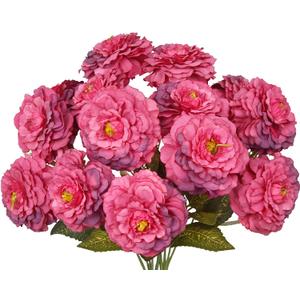 2 Pcs Artificial Flowers Zinnias Silk Flowers with Stems Zinnia Elegans Artificial Flowers for Outdoors Floral Arrangements Table Centerpieces Wedding Party Home Spring Summer Decor Rose Red