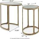 Signature Design by Ashley Irmaleigh Classic Nesting Accent Table Set with Mirrored Tabletops, Set of 2, Metallic, 22.25" W x 15.5" D x 24.13" H