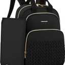 mommore Diaper Bag Backpack, Stylish Travel Baby Bag with Insulated Pockets, Changing Pad and Stroller Straps for Toddler (L-Black, Large-27L)