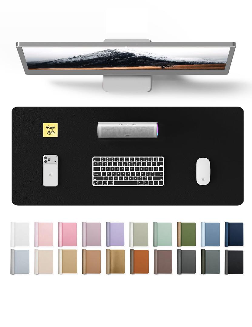 YSAGi Leather Desk Protector, Office Mat, Large Mouse Mat, Non-Slip PU Leather Blotter, Laptop Desk Mat, Waterproof Writing Pad for Office and Home(Black, 40" x 24")