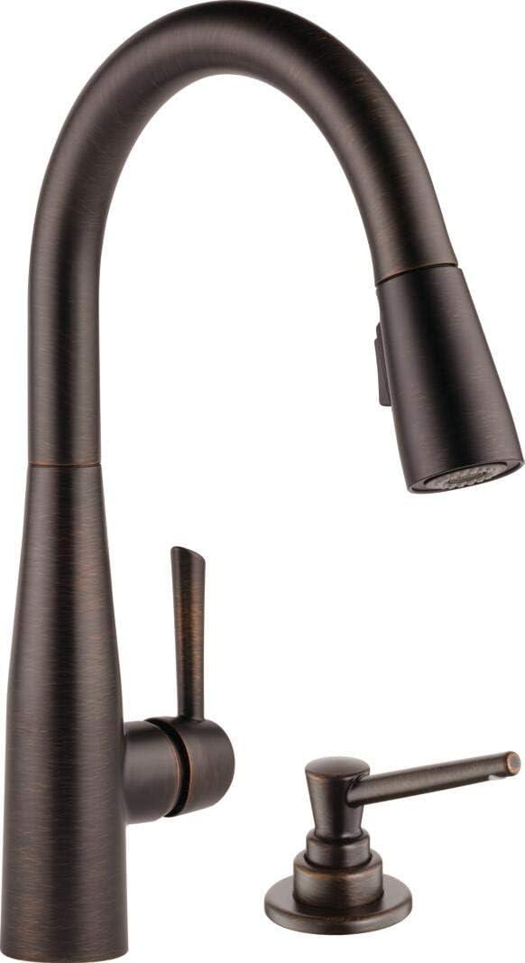 Delta Faucet Essa Pull Down Kitchen Faucet with Soap Dispenser, Kitchen Sink Faucet Oil Rubbed Bronze, Magnetic Docking Spray Head, Delta Kitchen Faucet Pull Down, Venetian Bronze