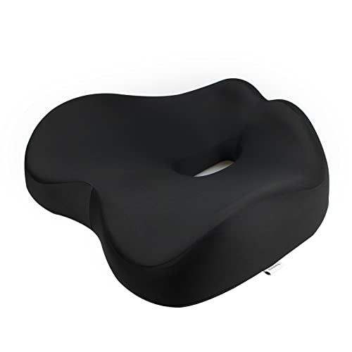 Newsty Pressure Relief Seat Cushion for Long Sitting Hours on Office, Home Chair, Car Memory Foam Office Chair Cushion for Back, Coccyx, Tailbone Pain Relief（Black）
