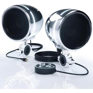 GoHawk Motorcycle Bluetooth Speakers with LED Ring, 4" Waterproof Motorcycle Stereo System, Built-in Amplifier Audio Music Player w/USB AUX for Harley ATV Scooter 4-Wheeler, AN4-Halo Chrome