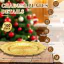 Gold Charger Plates Bulk 100Pcs, 13 Inch Gold Reef Charger Plates for Dinner Plates, Reinforced PP Plastic Reusable Dinner Chargers for Wedding, Christmas, Thanksgiving, Party, Caterers, Banquets