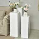 3 x SwallowLiving 3PCS Metal White Display Pedestal Stand for Parties, Square Tall Pedestal Cake Stands Pillars for Wedding, Sculpture Display Stand Column Decoration
