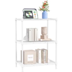 IZEUK 3 Tier Shelf, Heavy Duty Steel Wire Shelving Unit for Home, Kitchen, Laundry Room Organization, Office Storage Rack (17.7" W x 11.8" D x 26.3" H, 450LBS, White)